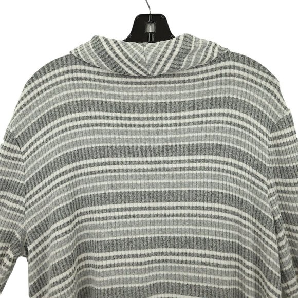Chicos Zenergy Cowl Neck Striped Sweater Womens 2 US 12/14 Long Sleeve Gray - Picture 12 of 15